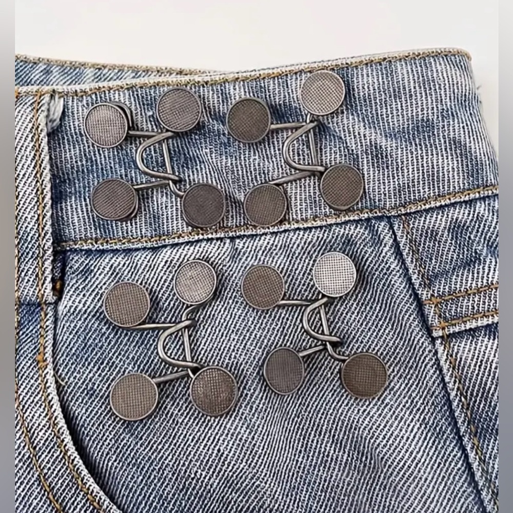 8pcs Adjustable Denim Waist Tighteners - Metal Button Pins - Picture 2 of 8
